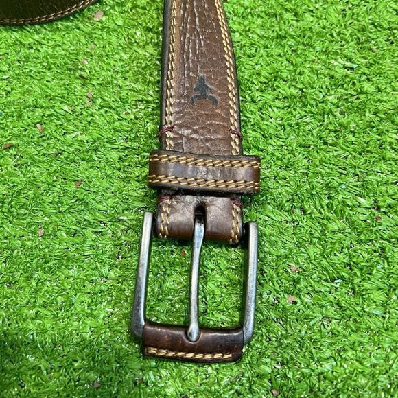H.S. Trask Brown Genuine American Bison Leather Men's Belt Size 44 EUC Gallatin - Picture 2 of 9